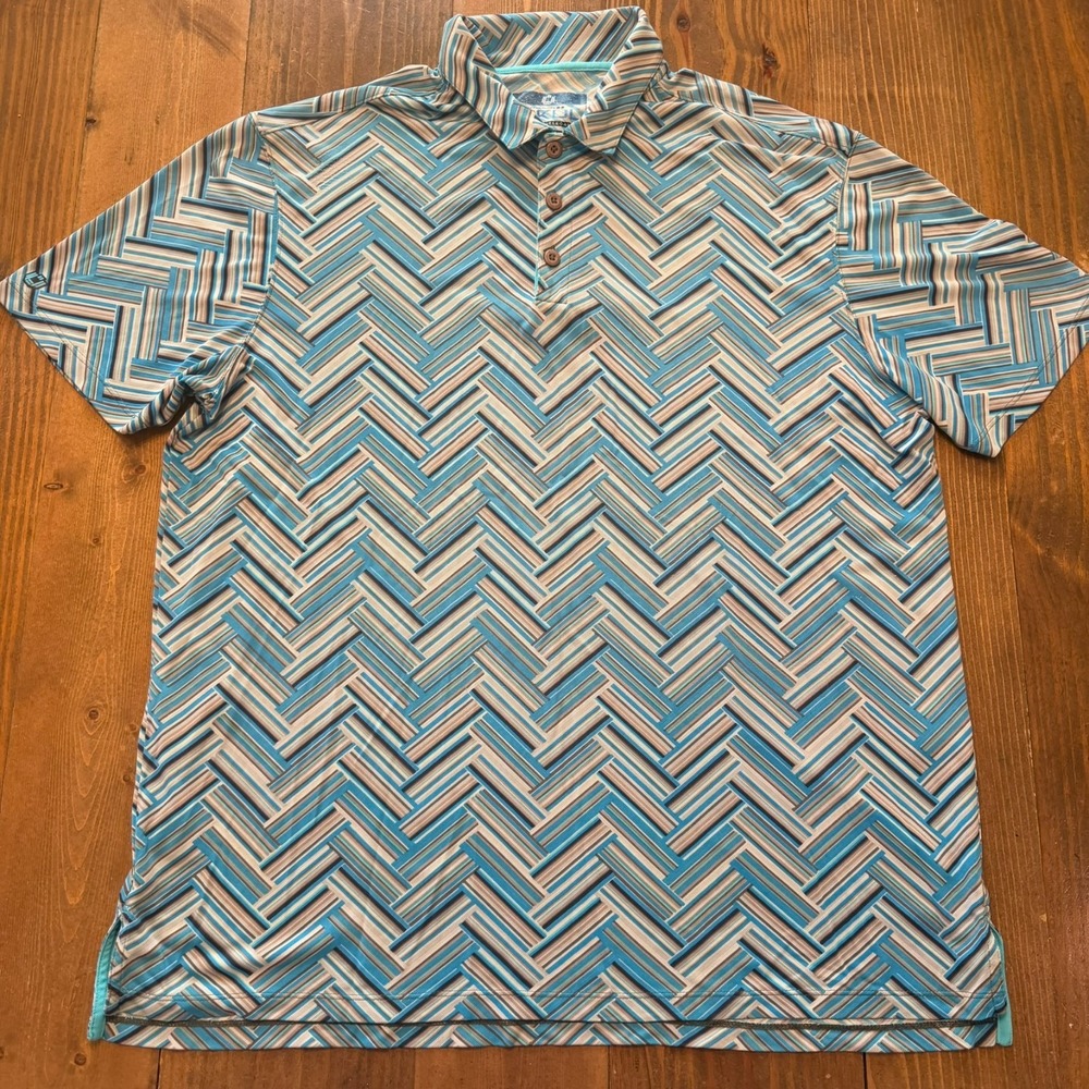 IBKUL Short Sleeved Striped UPF 50+ Stretch Performance Polo Golf Shirt Men's XL